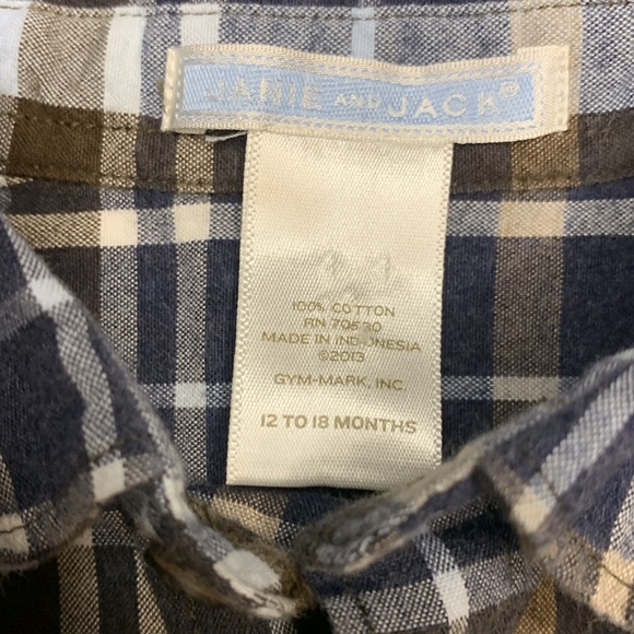 Janie and Jack Plaid Long Sleeved Shirt Size 12-18 Months - Picture 3 of 5
